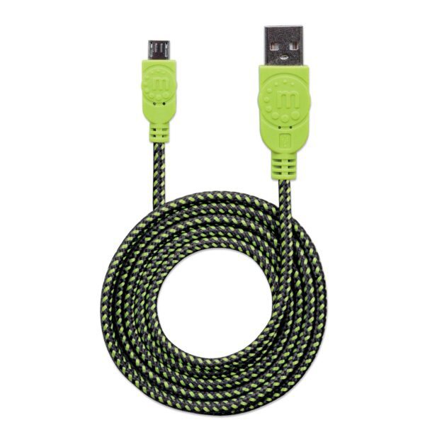 Cavo Micro USB Guaina Intrecciata USB2.0 A M/MicroB M 1m Nero/Verde