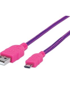 Cavo Micro USB Guaina Intrecciata USB2.0 A M/MicroB M 1m Viola/Fucsia
