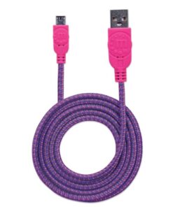 Cavo Micro USB Guaina Intrecciata USB2.0 A M/MicroB M 1m Viola/Fucsia