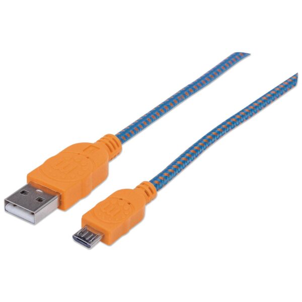 Cavo Micro USB Guaina Intrecciata USB/MicroUsb 1.8m Blu/Arancione