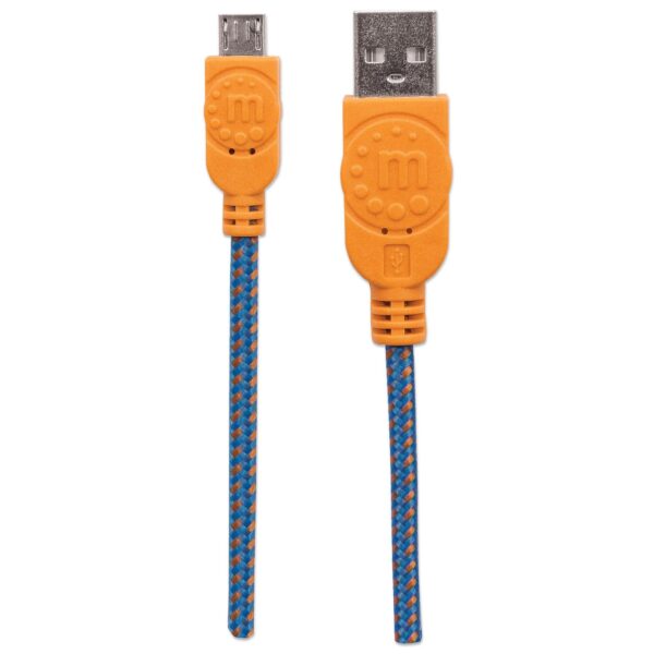 Cavo Micro USB Guaina Intrecciata USB/MicroUsb 1.8m Blu/Arancione