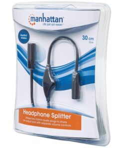 Cavo Splitter Cuffie con Controllo Volume 3,5''M/2x3,5''F 30cm Nero