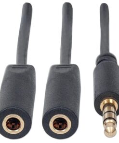 Cavo Splitter Cuffie con Controllo Volume 3,5''M/2x3,5''F 30cm Nero
