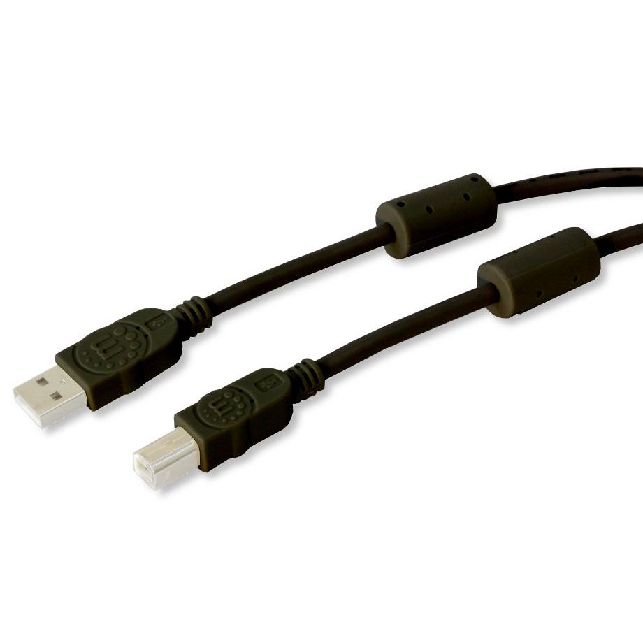 Cavo USB 2.0 A M / B M 1.8m con Ferrite Doppia Schermatura Nero