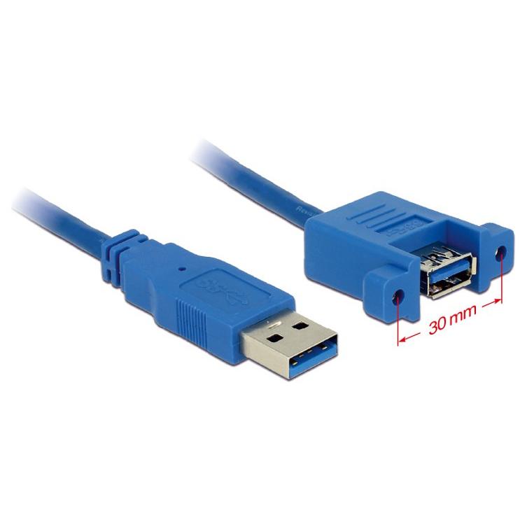 Cavo USB3.0 A Maschio/A Femmina da Pannello 1m Blu