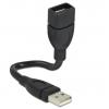 Cavo semi-rigido USB2.0 A Maschio / A Femmina 15cm Nero
