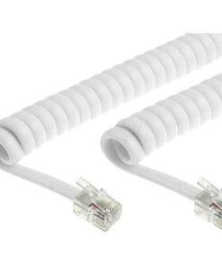 Cavo telefonico spiralato per cornetta 2mt RJ10 4P4C Bianco