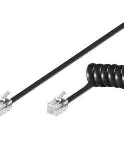 Cavo telefonico spiralato per cornetta 2mt RJ10 4P4C Nero