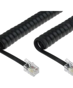 Cavo telefonico spiralato per cornetta 4mt RJ10 4P4C Nero
