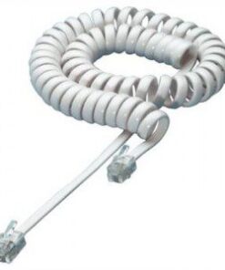 Cavo telefonico spiralato per cornetta 7mt RJ10 4P4C Bianco