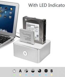 Docking Station USB3.0 Slot per 2 HDD SSD SATA 6G 2,5''/3,5'' Alluminio