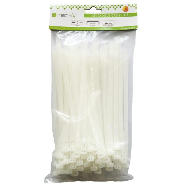 Fascette Fermacavi con Linguetta 200x7,6mm in Nylon 100pz Bianco