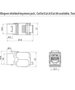 Frutto Keystone RJ45 Cat6A 10Gigabit STP 180° Tooless Slim