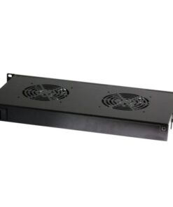 Gruppo 2 Ventole 1U per Rack 19'' con Termostato LED Nero