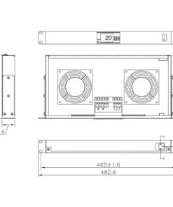 Gruppo 2 Ventole 1U per Rack 19'' con Termostato LED Nero