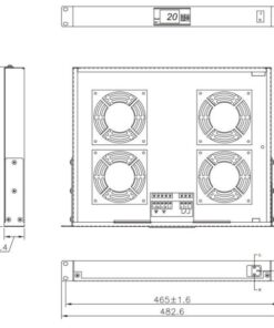 Gruppo 4 Ventole 1U per Rack 19'' con Termostato LED Grigio
