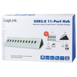 Hub USB 11 Porte in Alluminio con Ricarica Veloce