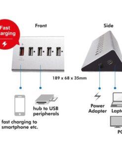 Hub USB 11 Porte in Alluminio con Ricarica Veloce