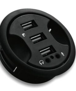 Hub USB 3 porte + audio da scrivania 6 cm , col. nero