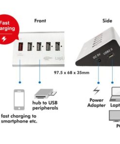 Hub USB 5 Porte in Alluminio con Ricarica Veloce