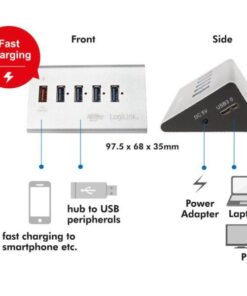 Hub USB3.0 5 Porte in Alluminio con Ricarica Veloce