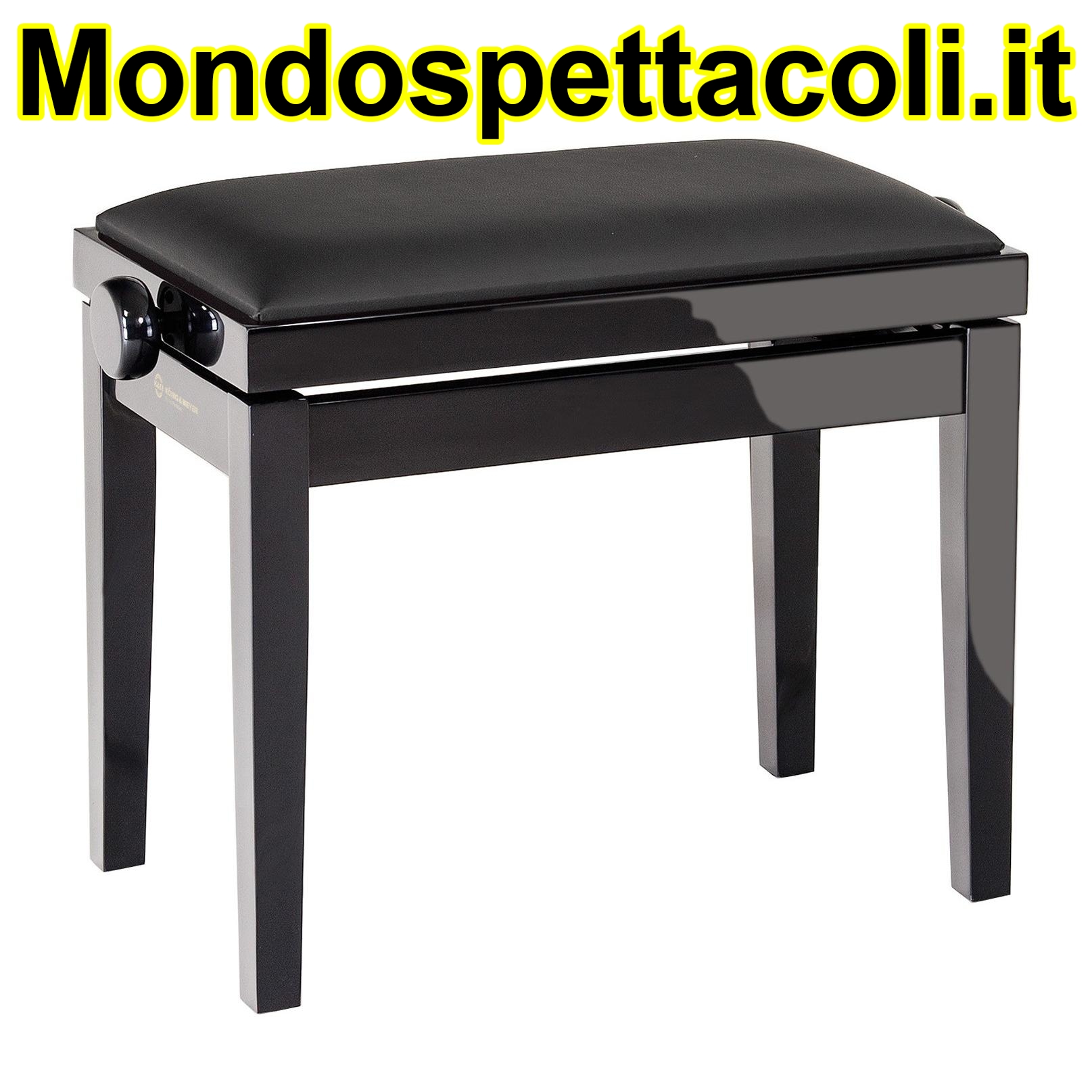 K&M bench black glossy finish, seat black imitation leather Piano bench 13911-200-21