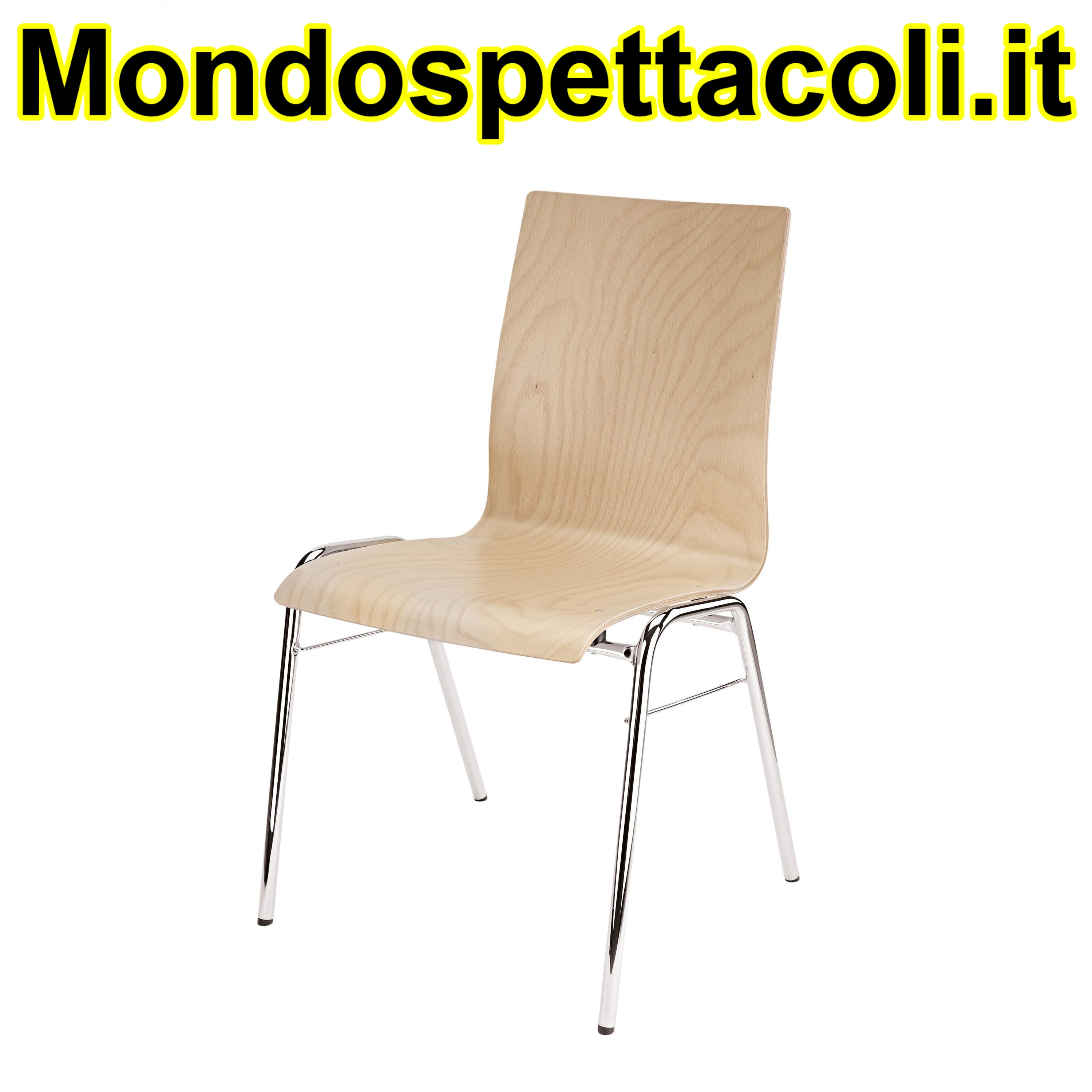 K&M legs chrome, seating beech wood natural Stacking chair 13400-000-02