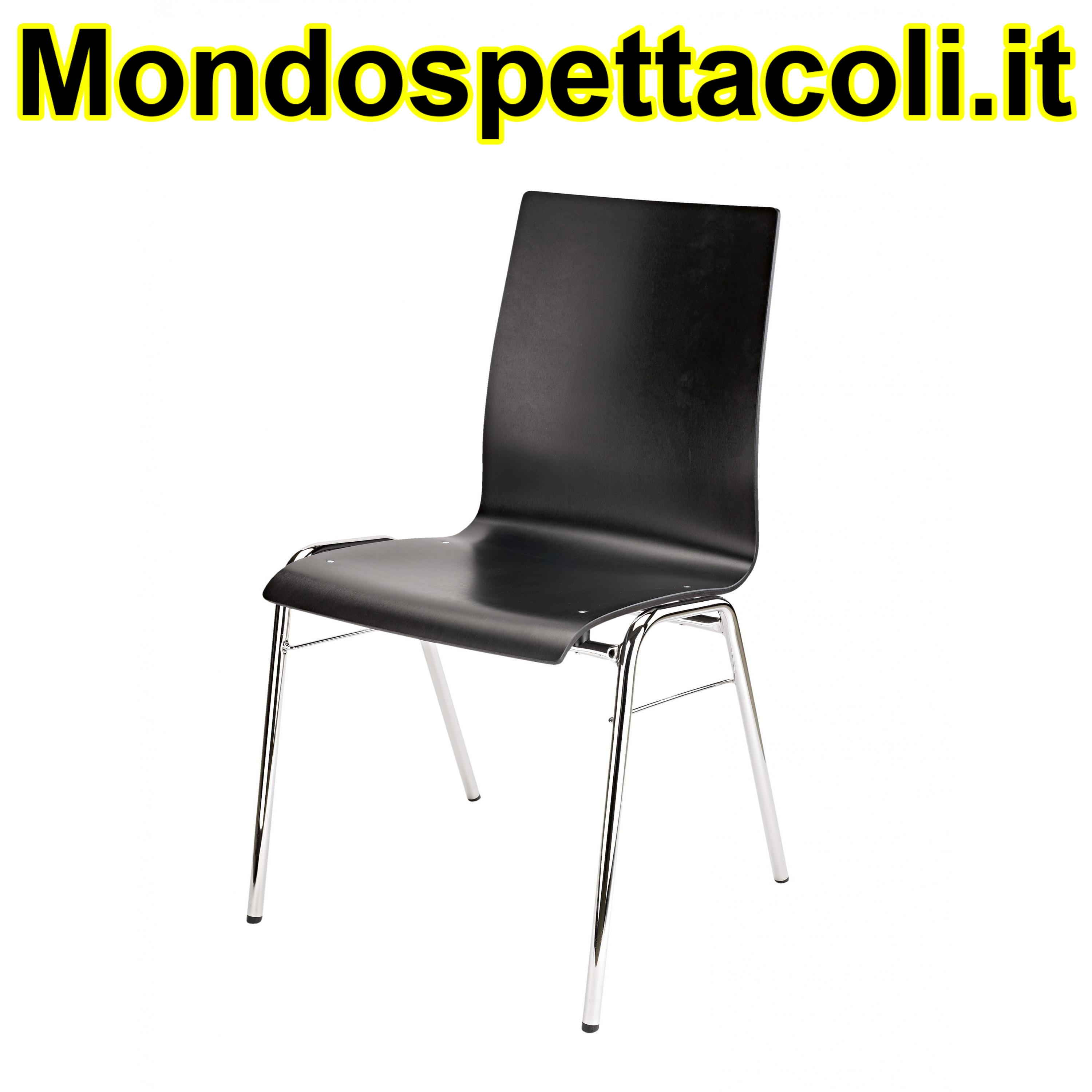 K&M legs chrome, seating black Stacking chair 13405-000-02