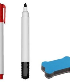 Kit 2 Pennarelli e Cancellino per Lavagna, Rosso e Nero