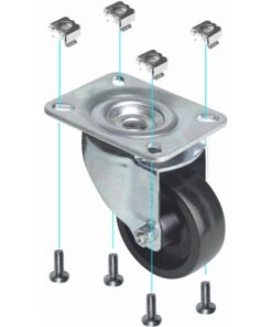 Kit 4 Ruote a 4 Punti di Fissaggio per Armadi Server Serie Lite