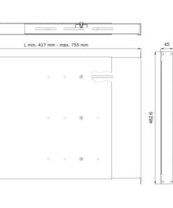 Mensola estensibile per Rack 19'' 1U Grigio 4 punti