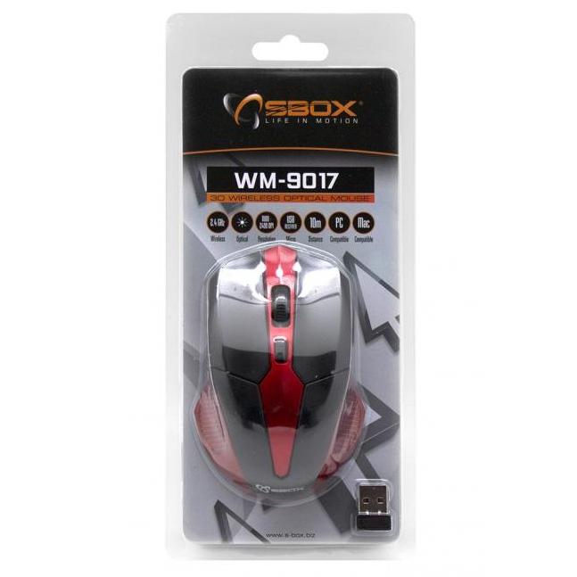 Mouse Ottico 6D Micro Ricevitore USB Wireless 800-1600 dpi Nero/Rosso