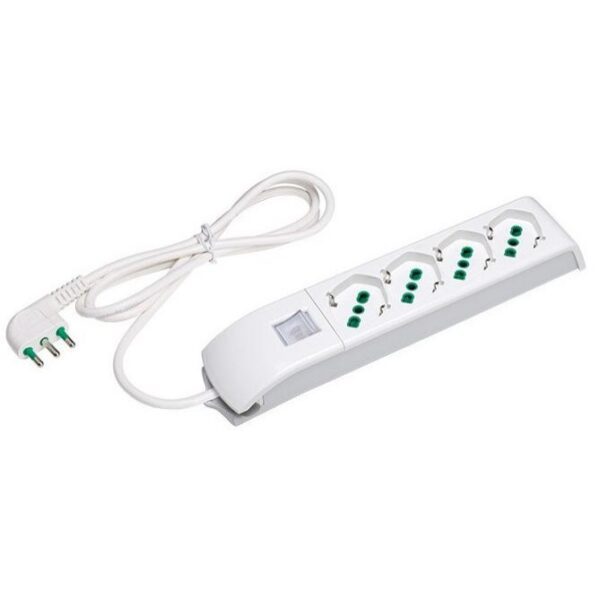 Multipresa 4 Posti Italiana Bipasso / Schuko Bianco