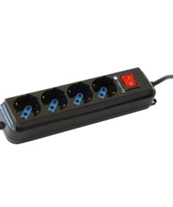 Multipresa 4 Posti Italiana Bipasso con Interruttore Nero