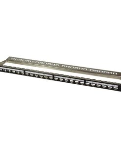 Pannello Patch Modulare 24 RJ45 Keystone Schermato 0.5U STP Nero