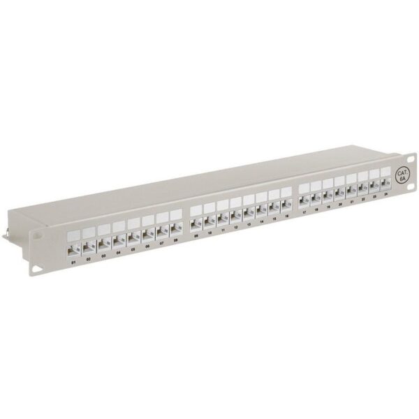 Pannello Patch STP 24 Posti RJ45 Cat. 6A Grigio