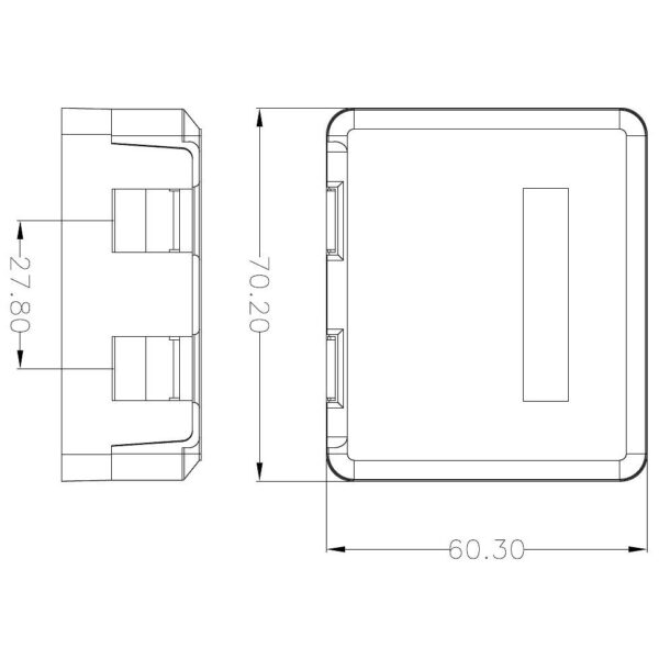 Presa a Muro per 2 Frutti Keystone con Tendina e Targhetta Bianco