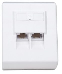 Presa a muro RJ45 Cat5e esterna 2 porte, UTP, colore bianco