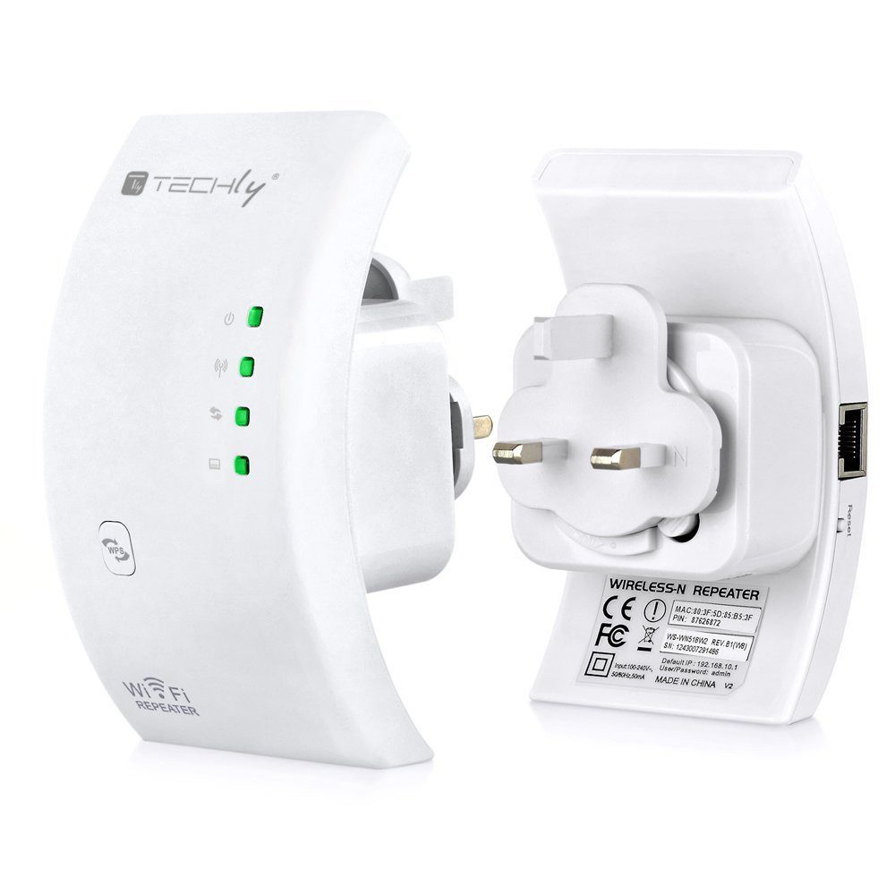 Ripetitore Wireless 300N (Range Extender) con WPS, spina UK