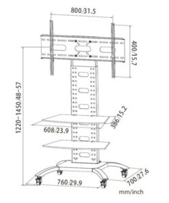 Supporto a Pavimento con 2 Mensole Trolley TV LCD/LED/Plasma 32-70''
