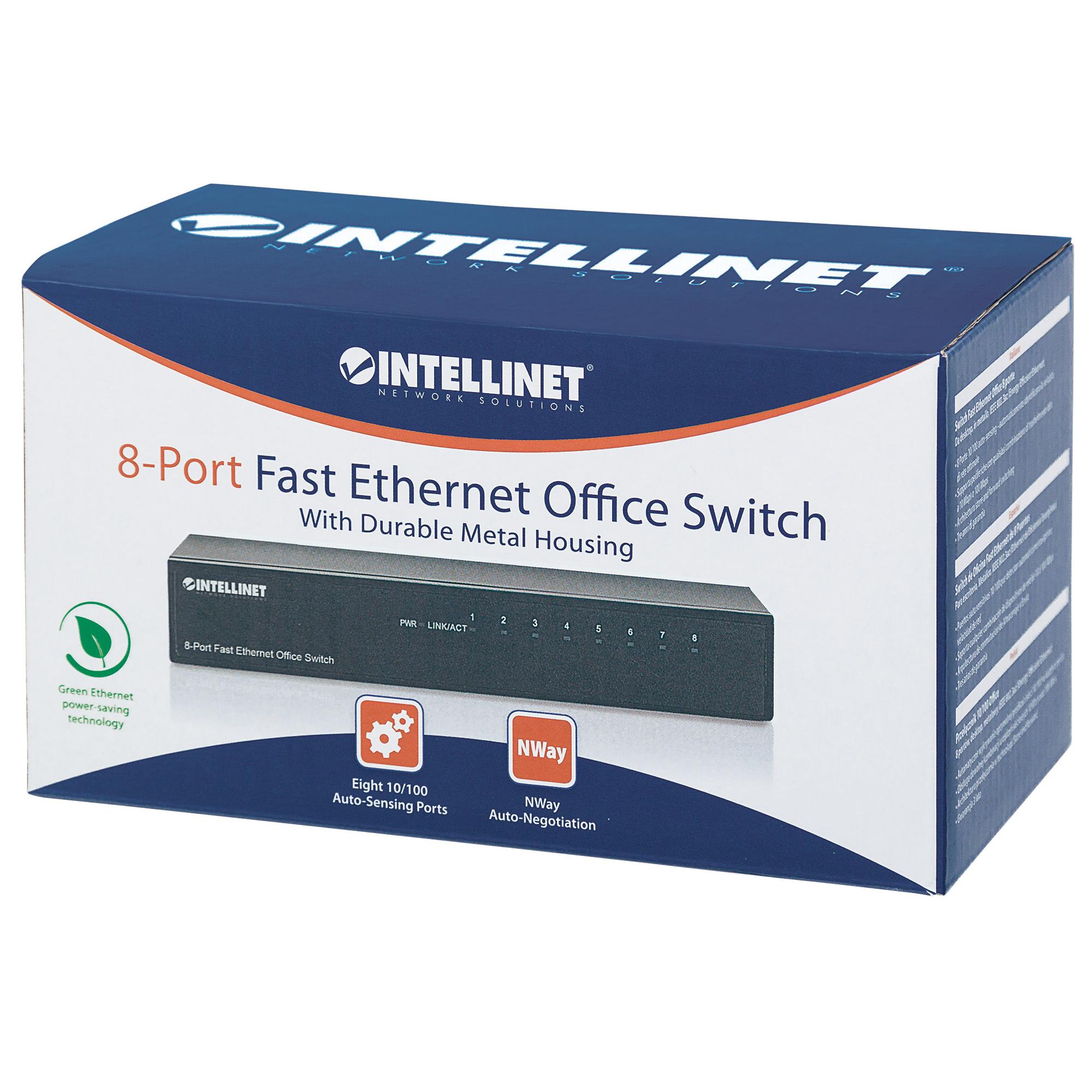 Switch Hub Ethernet 10/100Mbps 8 Porte Desktop in Metallo