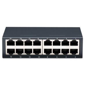 Switch Hub ethernet 10/100Mbps 16 porte desktop in metallo