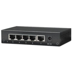 Switch Hub ethernet 10/100Mbps 5 porte desktop in metallo