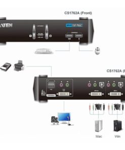 Switch KVM USB DVI a 2 Porte con Audio e Hub USB, CS1762A