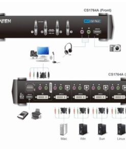 Switch KVM USB DVI a 4 Porte con Audio e Hub USB, CS1764A