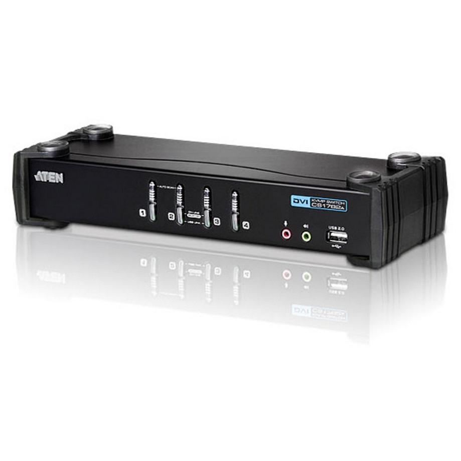 Switch KVM USB DVI a 4 Porte con Audio e Hub USB, CS1764A