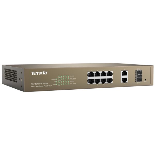 Switch PoE Desktop Web Smart 8 Porte 10/100+2GE+2SFP Combo, TEF1210P