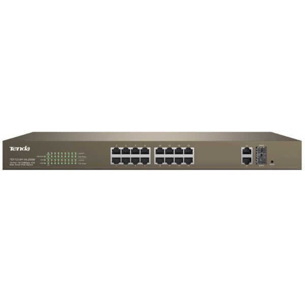 Switch PoE Desktop/Rack Web Smart 16 Porte 10/100+2GE+2SFP Combo, TEF1218P