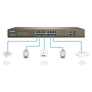 Switch PoE Desktop/Rack Web Smart 16 Porte 10/100+2GE+2SFP Combo, TEF1218P