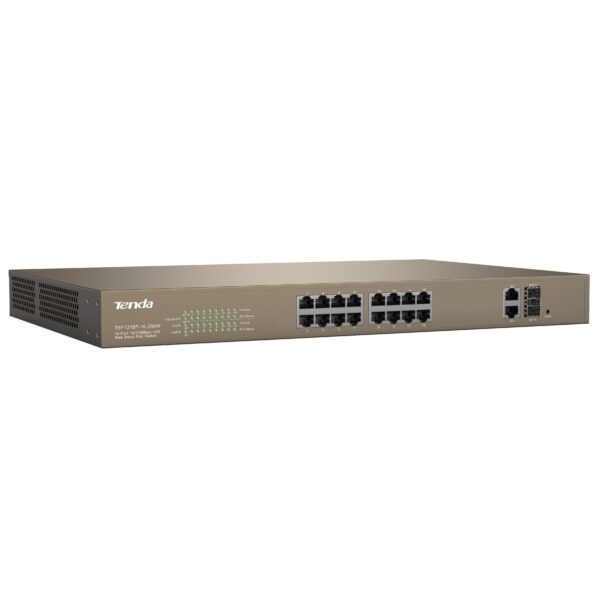 Switch PoE Desktop/Rack Web Smart 16 Porte 10/100+2GE+2SFP Combo, TEF1218P